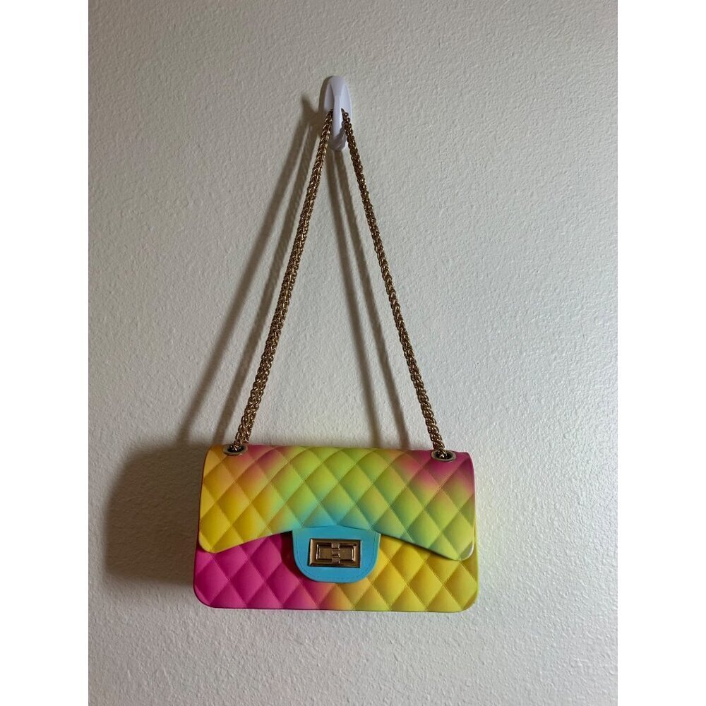 Colorful Silicone Clutch Purse Y2K Street Party Retro Pink Yellow Summer Bag